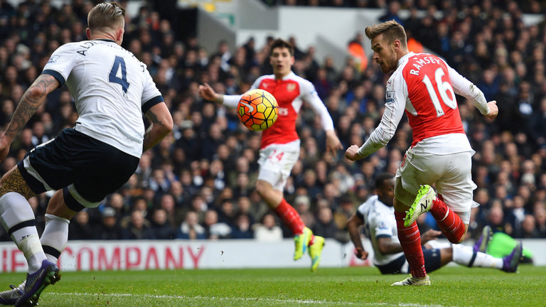 ramsey goal arsenal spurs north london derby flick