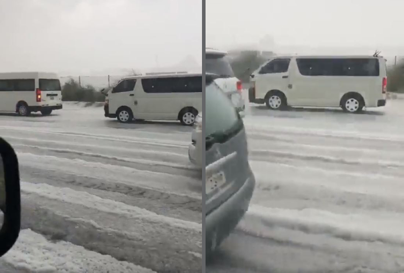 Kuwait VIDEO Kuwait hit by hailstorm, icecovered roads look like snow