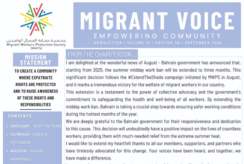 Bahrain News Society helps four expats hit by financial distress