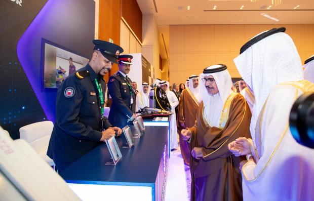 Interior Minister General Shaikh Rashid visiting some of the booths showcasing the latest border control advancements