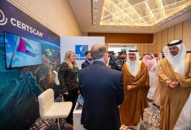 The Interior Minister, during a tour of the accompanying exhibition