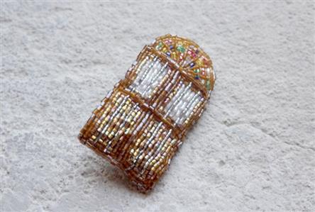 Beaded artwork tribute to ancient architecture...