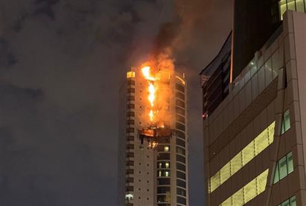 Seef tower blaze being tackled by fire crews...
