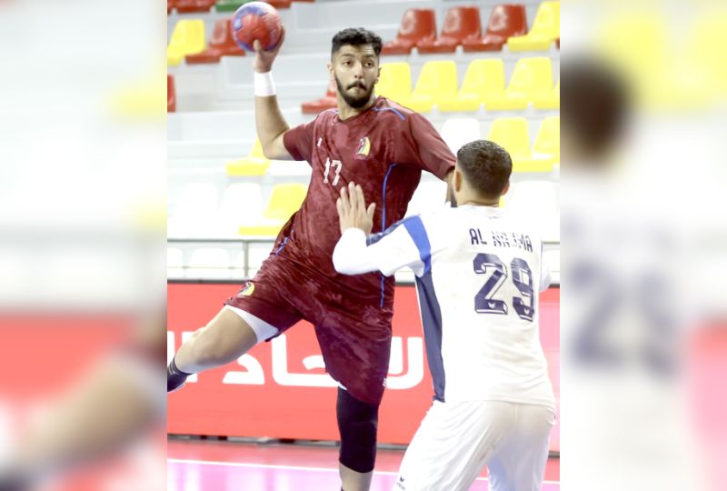 Shabab’s Redha goes for goal against Najma during their game last night