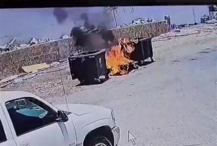 Trash bin suddenly bursts into flames in Oman...