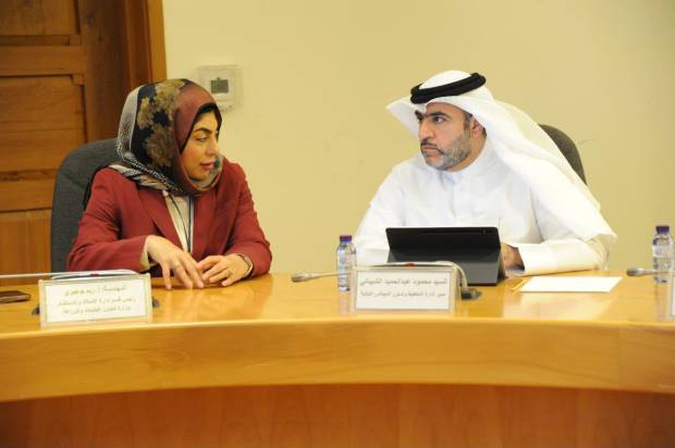 Ms Bucheeri, left, with the ministry’s co-ordination and follow-up director Mahmood Al Shaibani.